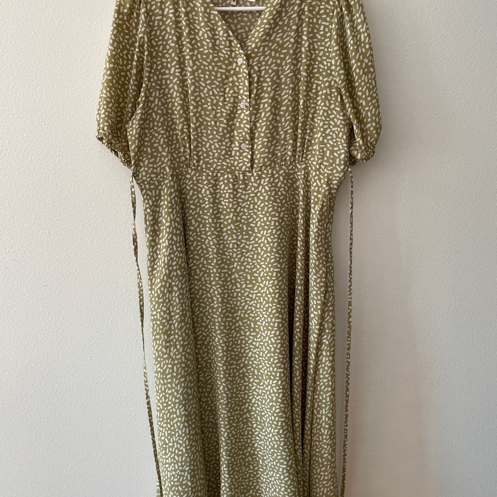 Pink Martini Olive Patterned Midi Dress